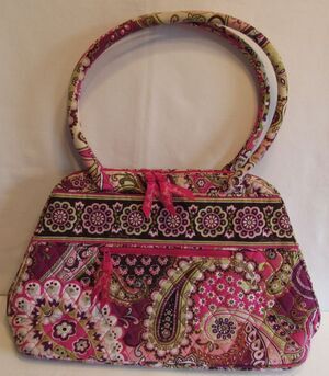 Vera Bradley Very Berry Paisley Large Quilted Bowler Bag/Purse/Tote Retired